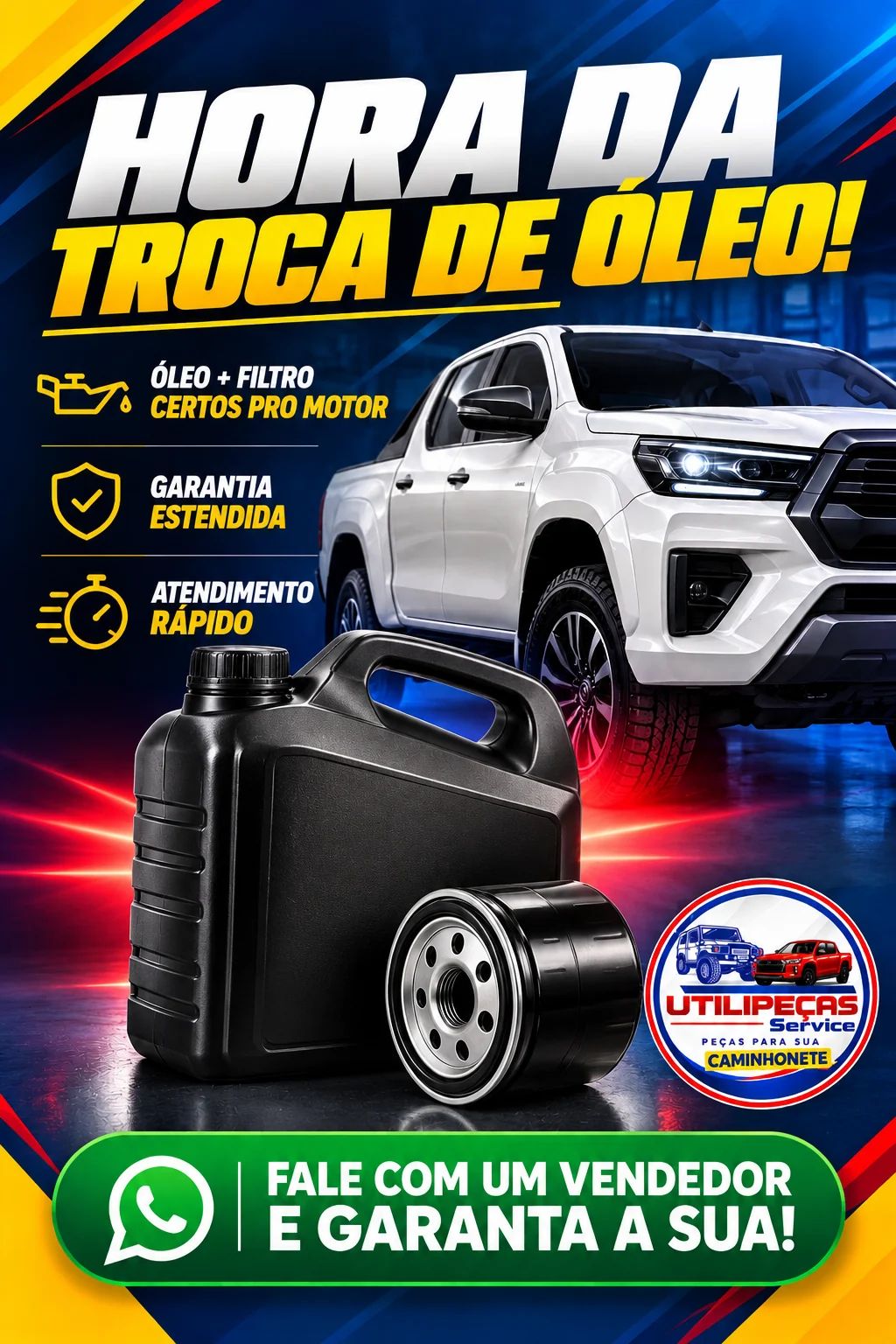 Oferta de óleo e filtro para Pick-Up